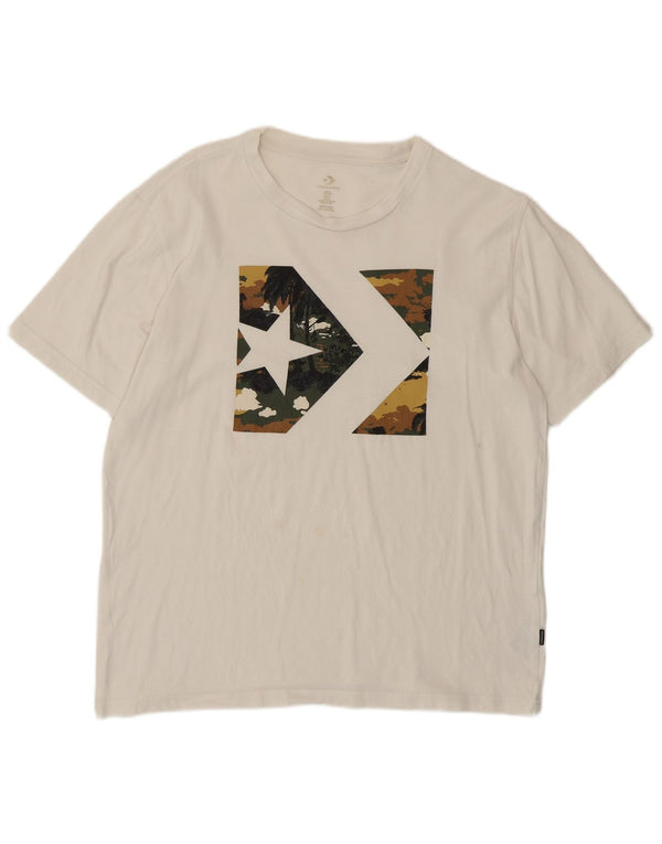Converse Mens Graphic T-Shirt Top Médio Algodão Branco