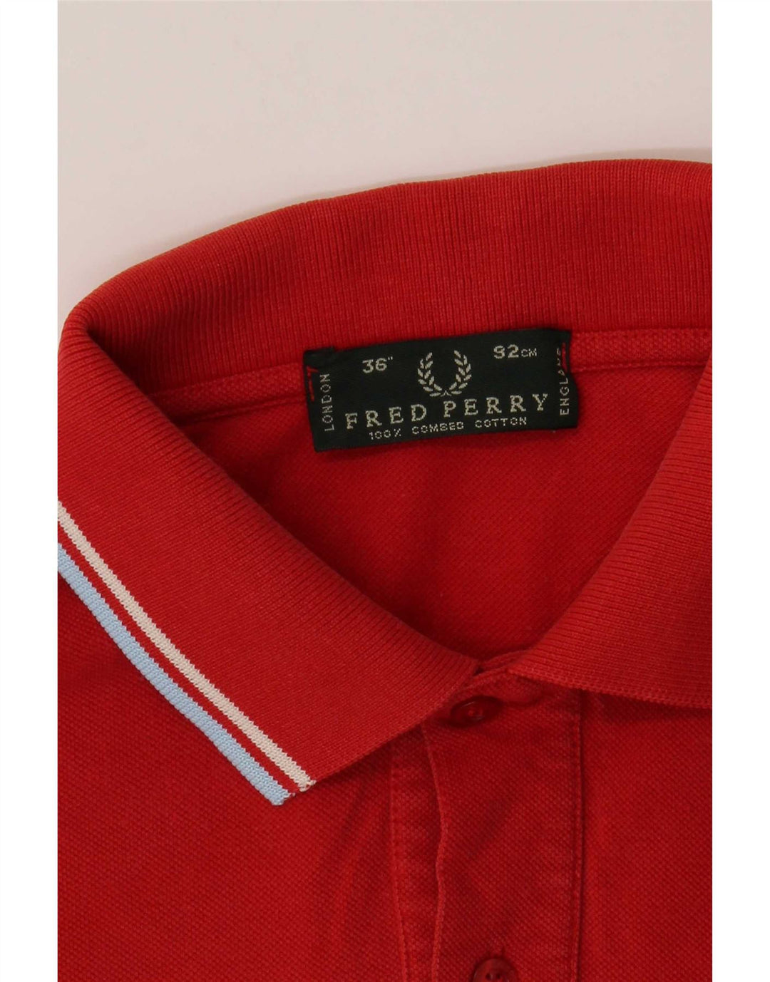Camisa polo masculina Fred Perry pequena listrada vermelha de algodão
