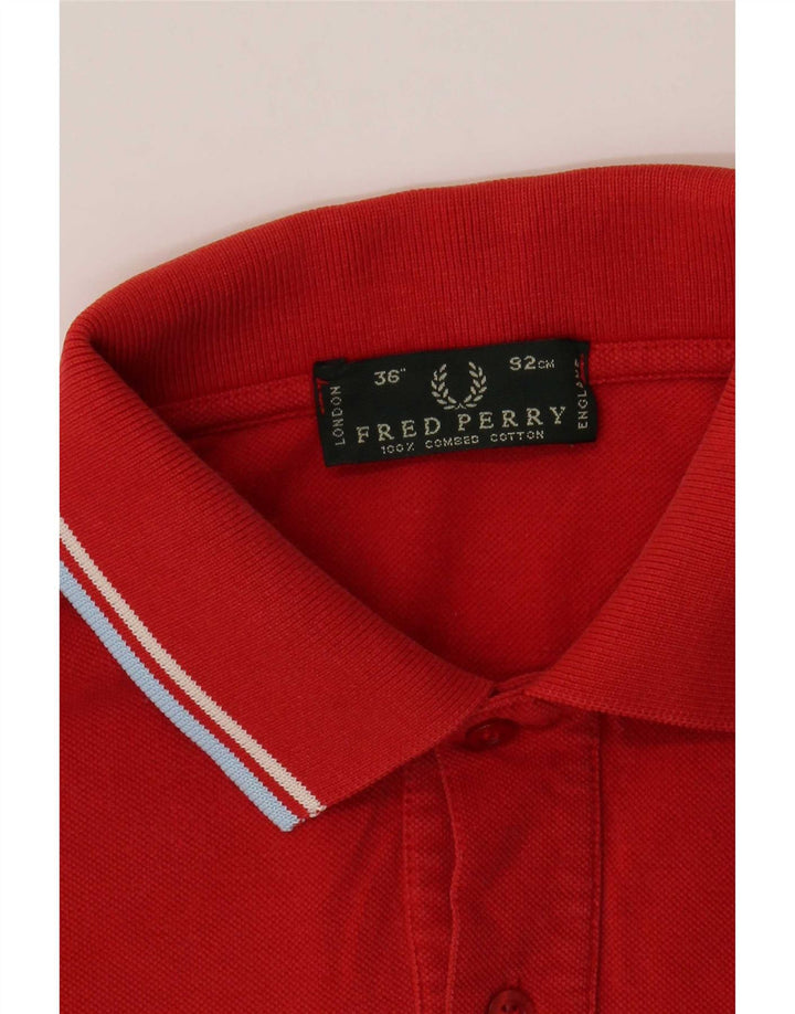 Camisa polo masculina Fred Perry pequena listrada vermelha de algodão