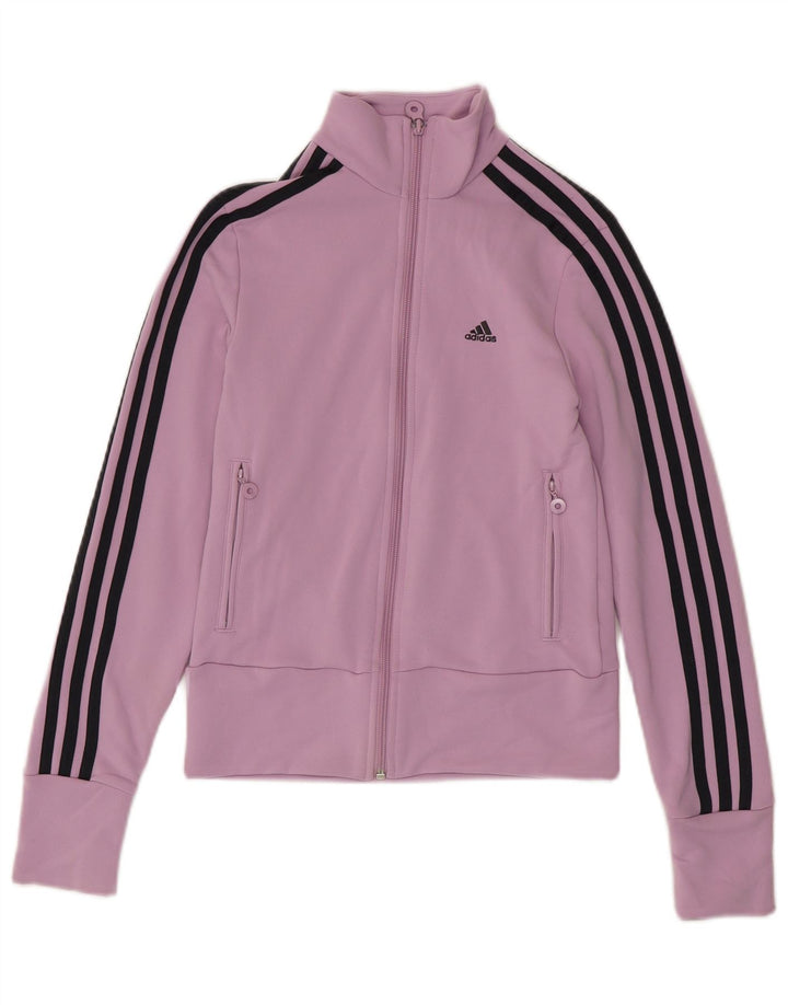 Adidas Womens Tracksuit Top Jacket UK 8 Pequeno Roxo Poliéster