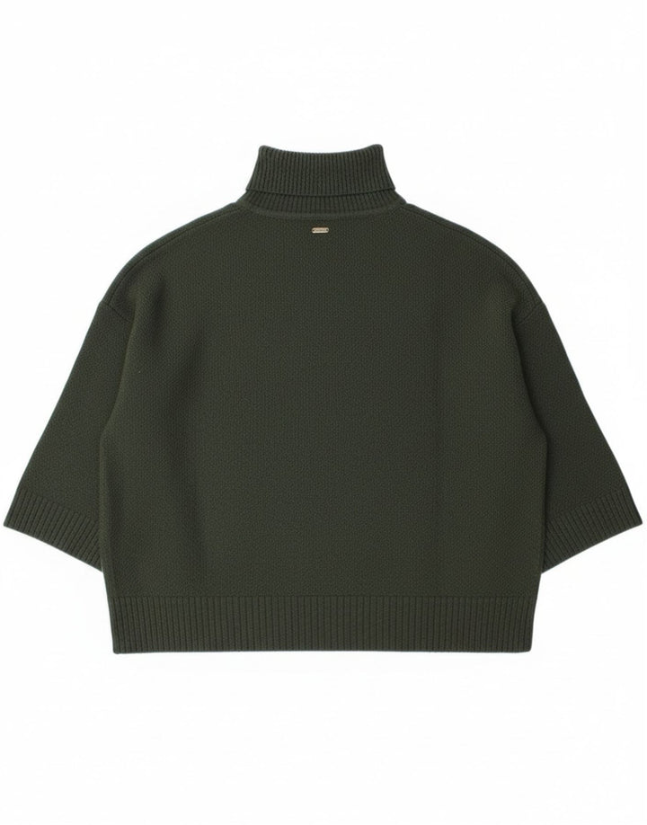 Suéter feminino Barbour Burne Cape com gola redonda Reino Unido 14 lã verde médio