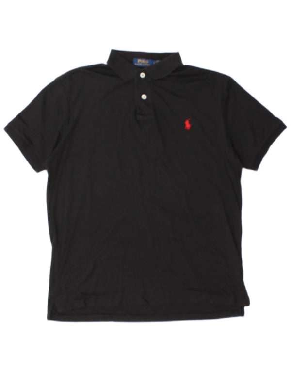 Polo Ralph Lauren Mens Custom Slim Fit Camisa Pólo Médio Algodão Preto