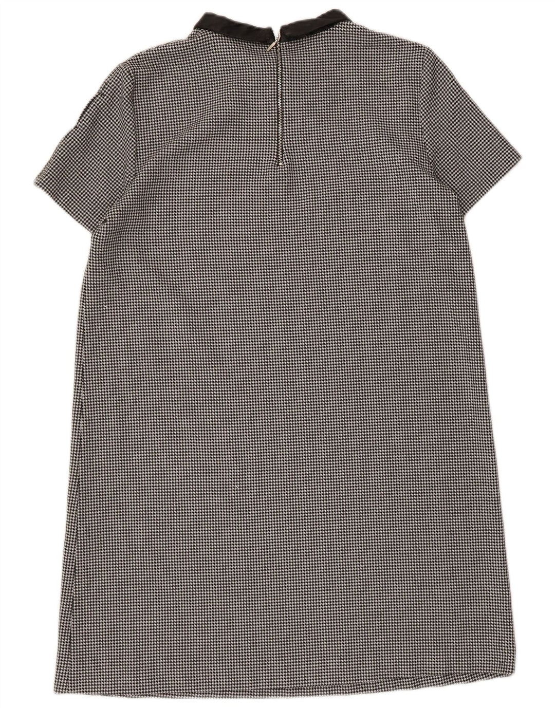 Vestido feminino Zara UK 14 grande poliéster preto houndstooth