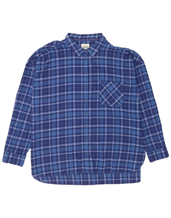Camisa overshirt feminina de flanela Fat Face UK 20 2XL algodão xadrez azul