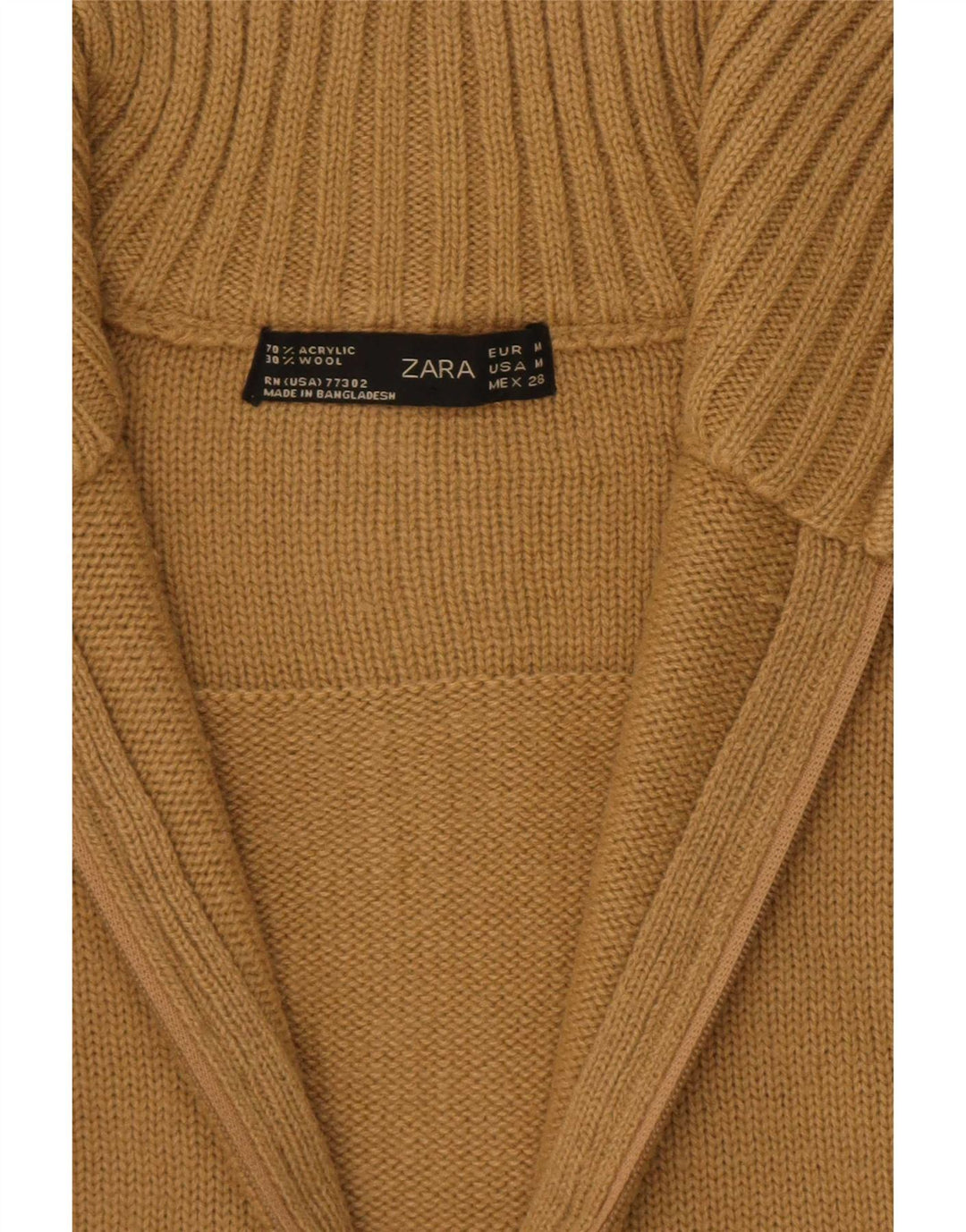 Suéter cardigã feminino Zara UK 12 acrílico cáqui médio