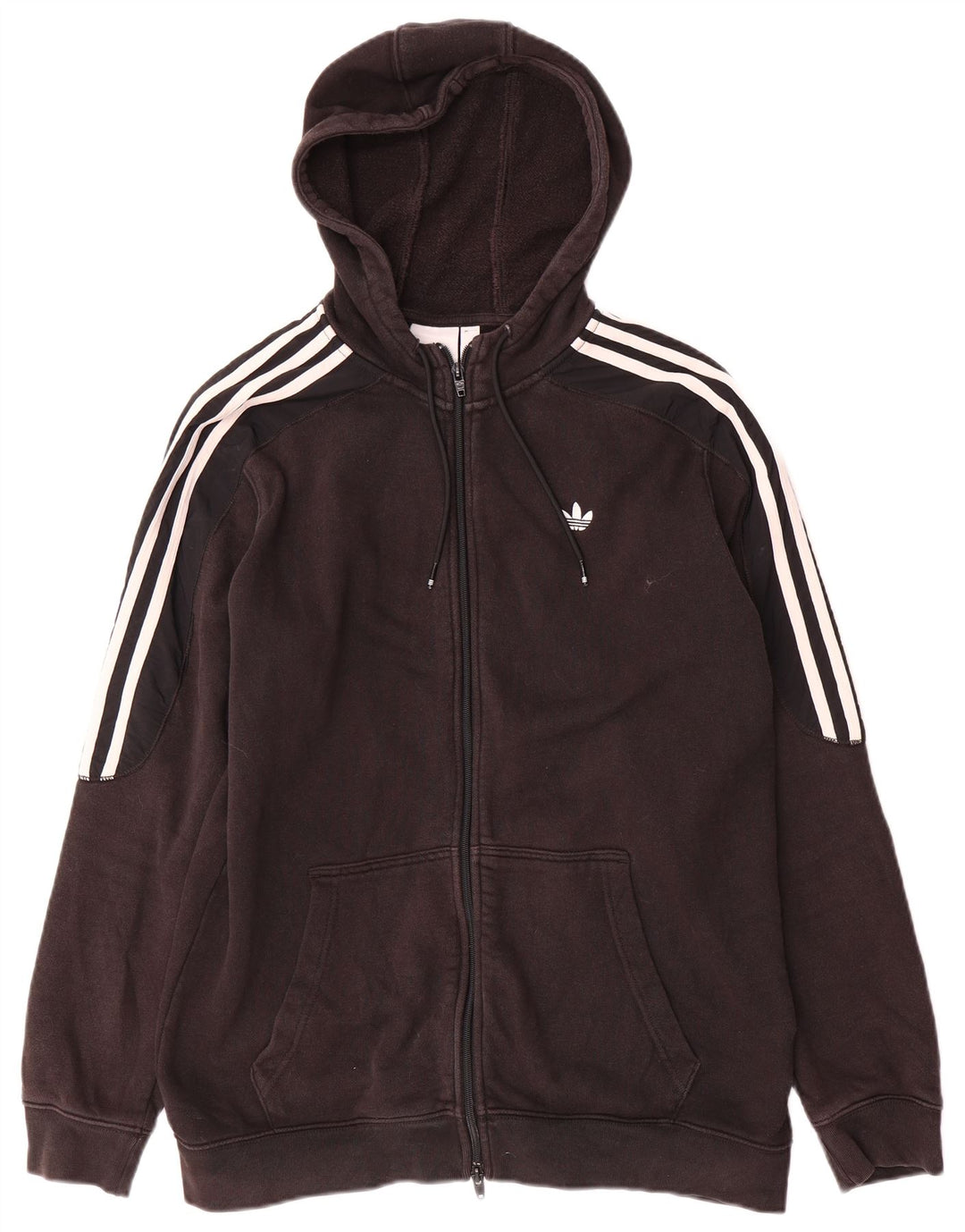 Adidas masculino zip moletom com capuz médio algodão preto