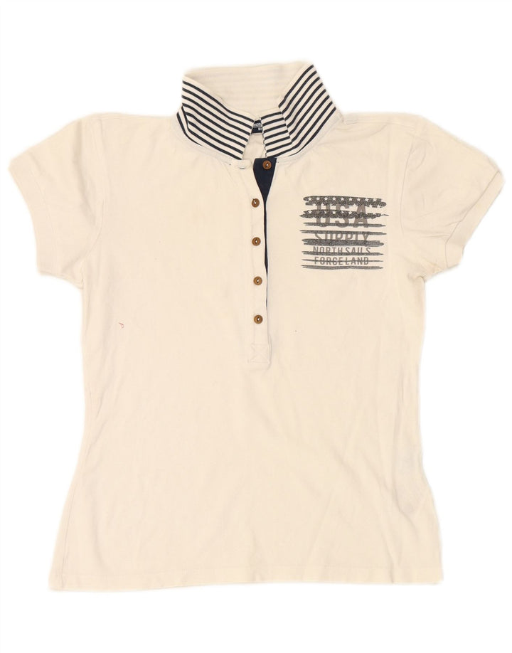 Camisa polo feminina NORTH SAILS UK 12 algodão branco médio