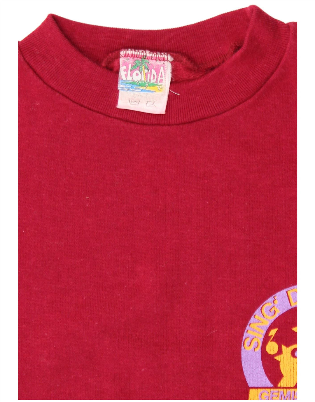 VINTAGE Womens Graphic Sweatshirt Jumper UK 14 Medium Burgundy Cotton Vintage Vintage and Second-Hand Vintage from Messina Hembry 