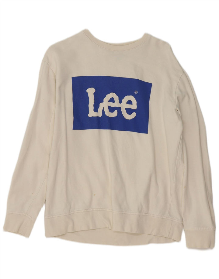 LEE moletom gráfico masculino jumper médio algodão branco