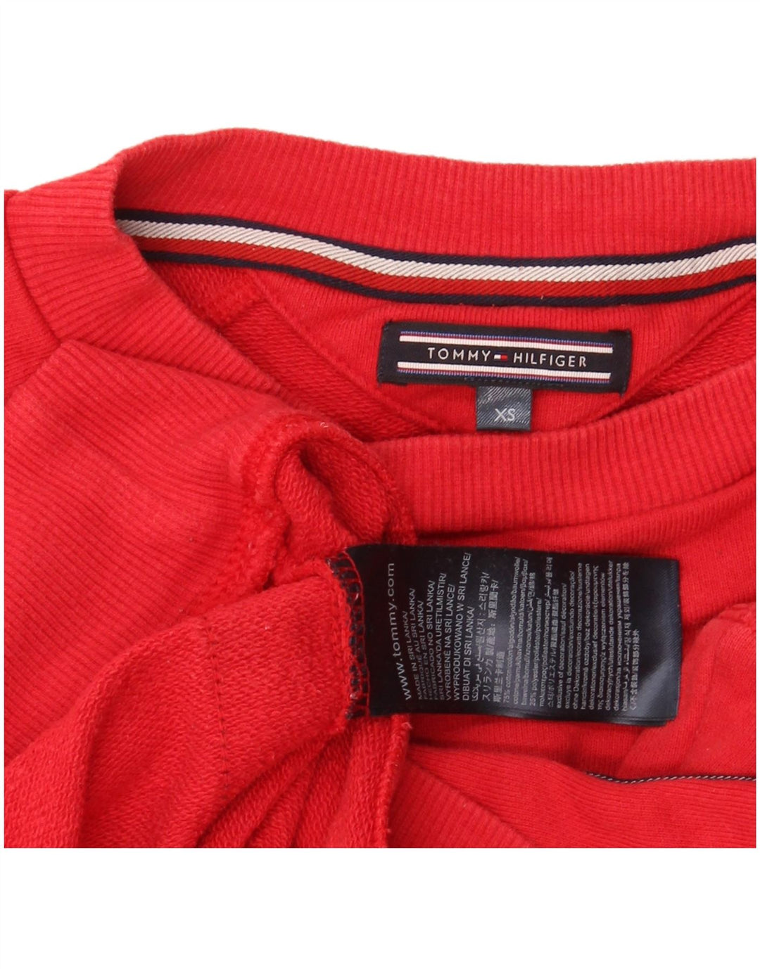 TOMMY HILFIGER moletom gráfico masculino Jumper XS vermelho colorblock algodão