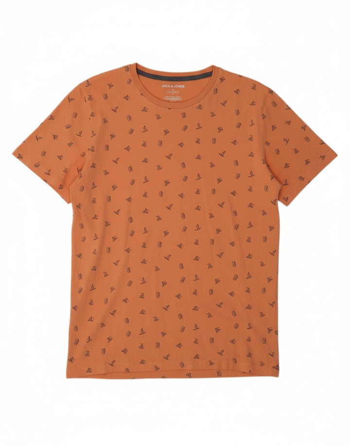 Camiseta masculina JACK & JONES pequeno algodão laranja