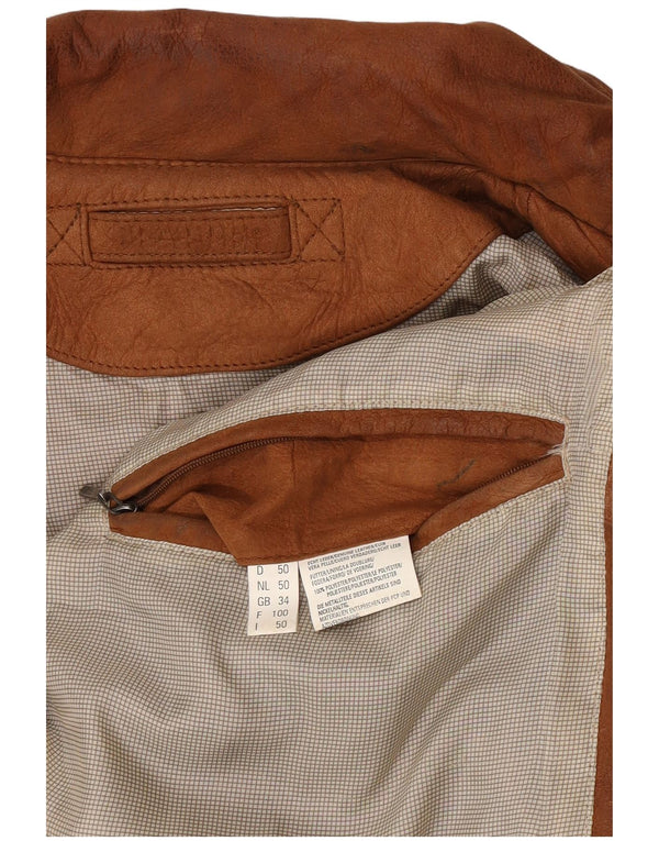 Jaqueta de couro masculina Trapper Loose Fit UK 34 XS couro marrom