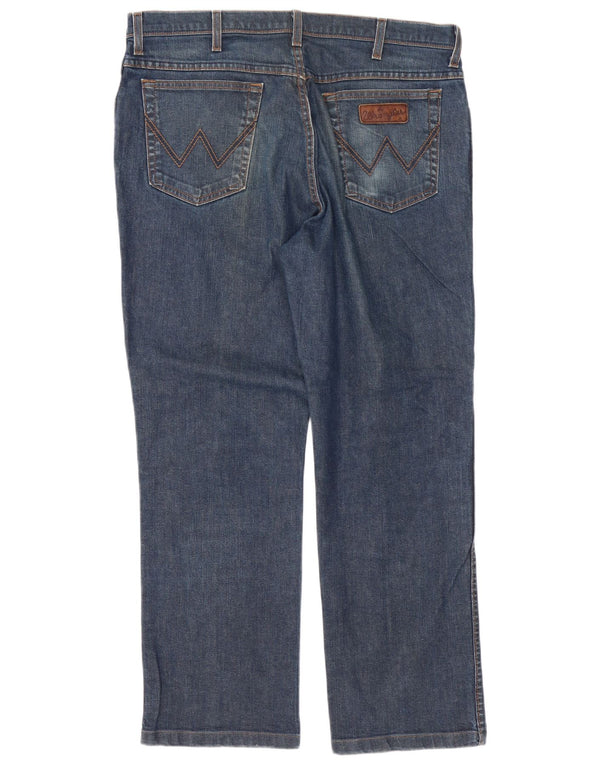 Wrangler Masculino Texas Stretch Straight Jeans W38 L29 Azul Algodão
