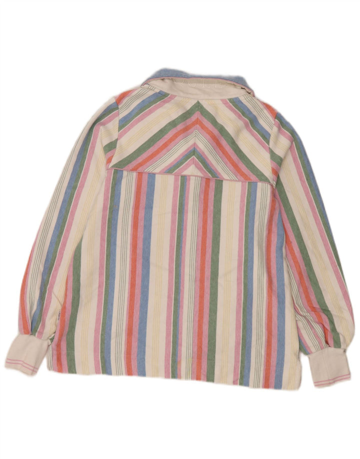 Suéter feminino Joules com gola e zíper UK 8 pequeno listrado multicolorido