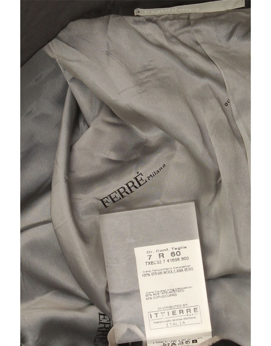 Jaqueta Blazer Masculina Ferre Ittierre 2 Botões IT 60 5XL Lã Cinza