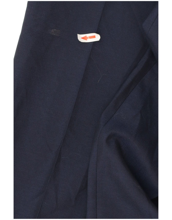 Calça masculina de terno reto Marks & Spencer W38 L33 azul marinho lã