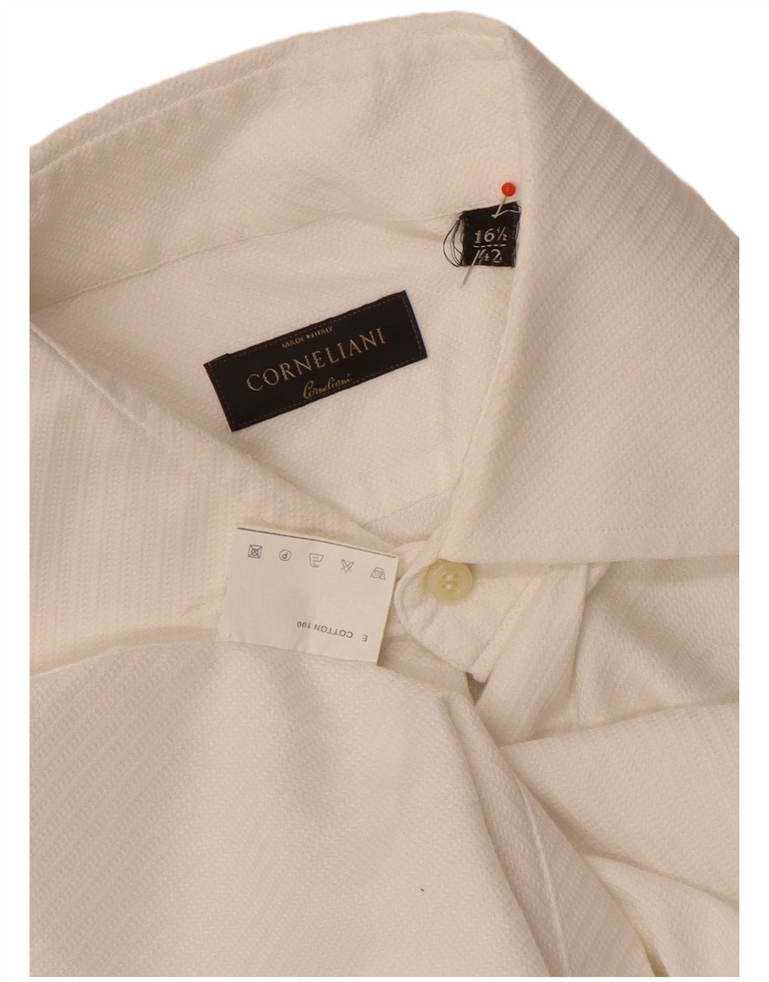 Camisa masculina Corneliani tamanho 42 16 1/2 grande algodão branco