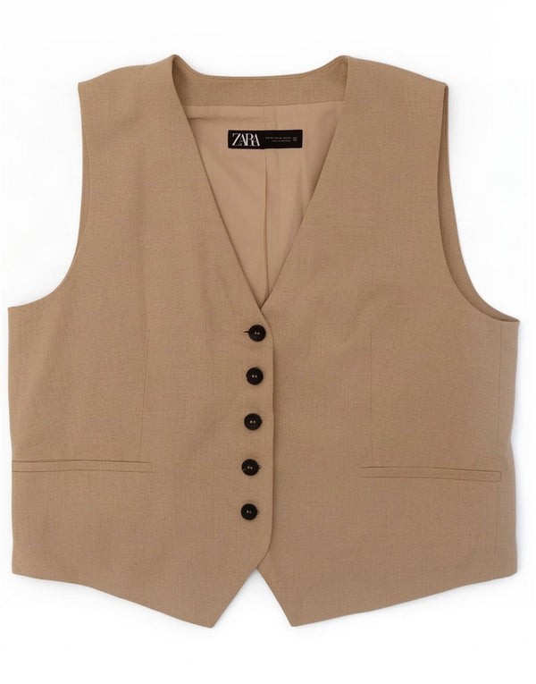 Colete feminino Zara UK 18 XL algodão bege
