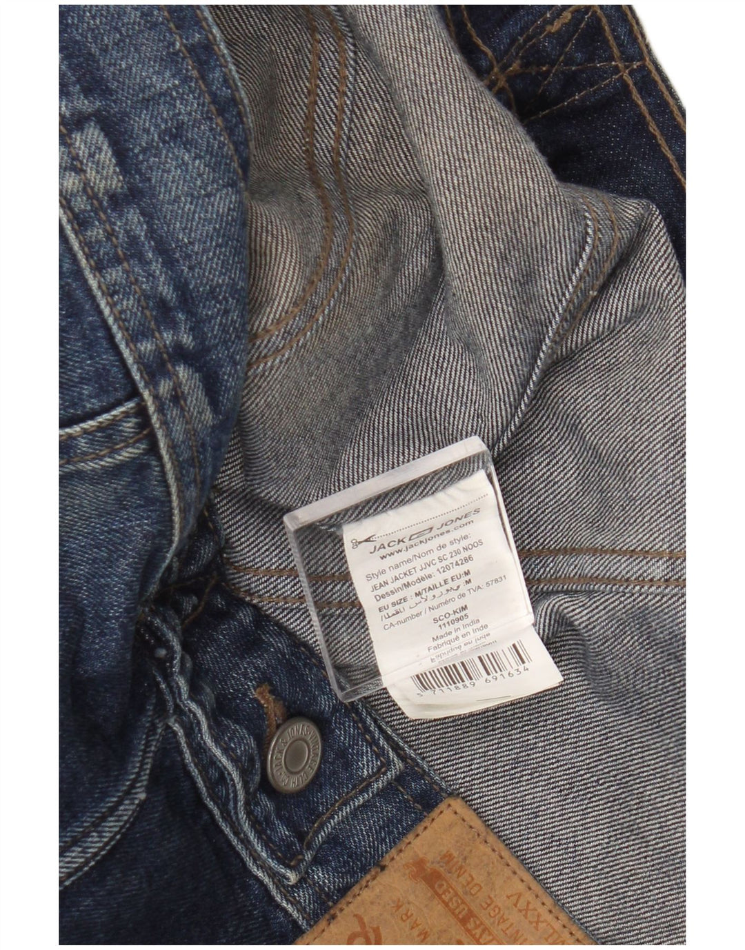 Jaqueta jeans masculina Jack & Jones Reino Unido 38 algodão azul marinho médio