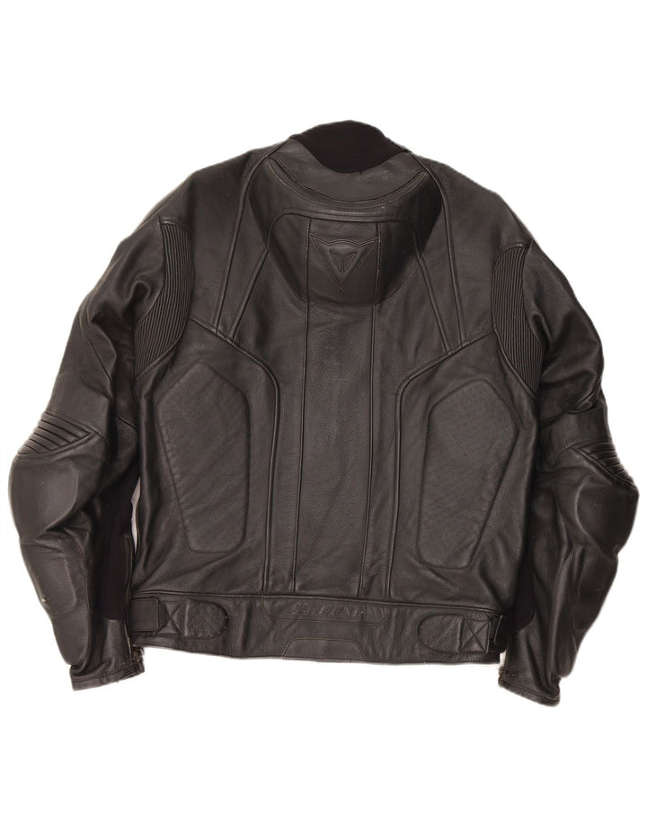 Jaqueta masculina de couro gráfico DAINESE Racer IT 50 grande couro preto