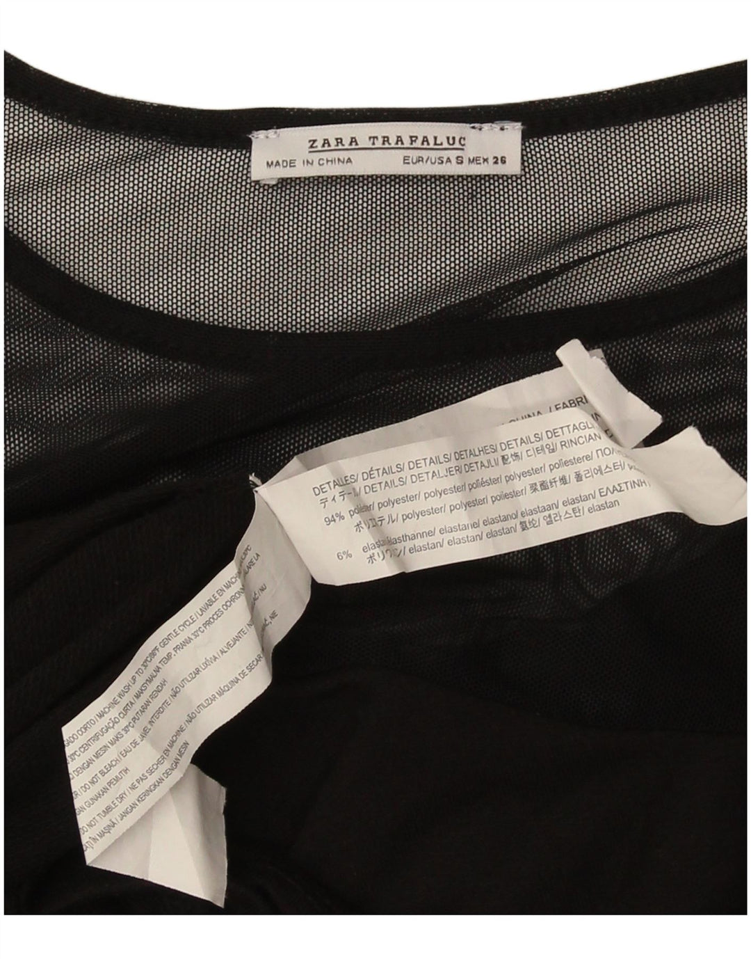 Vestido feminino Zara de manga comprida UK 10 pequeno poliéster preto