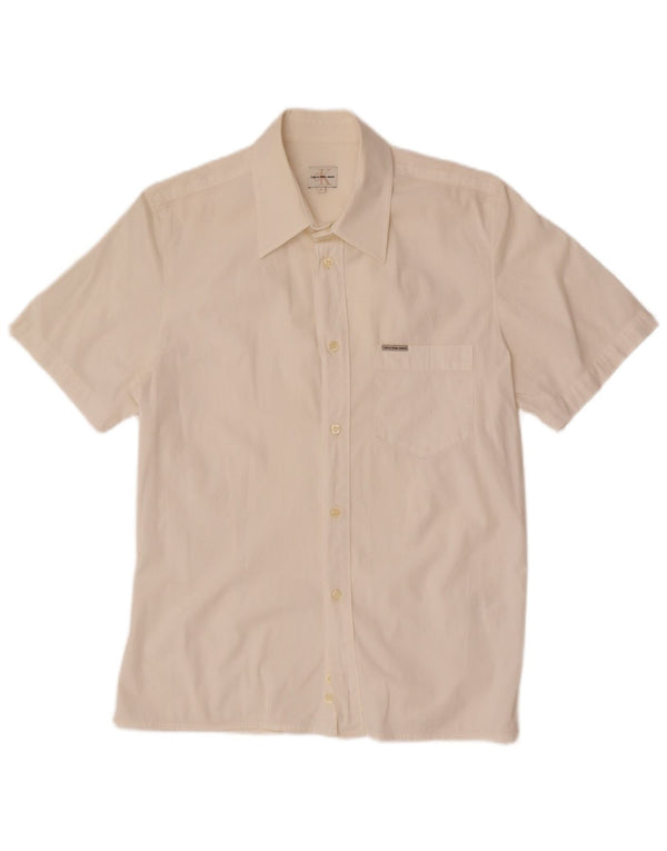 Camisa masculina de manga curta Calvin Klein Jeans de algodão branco médio