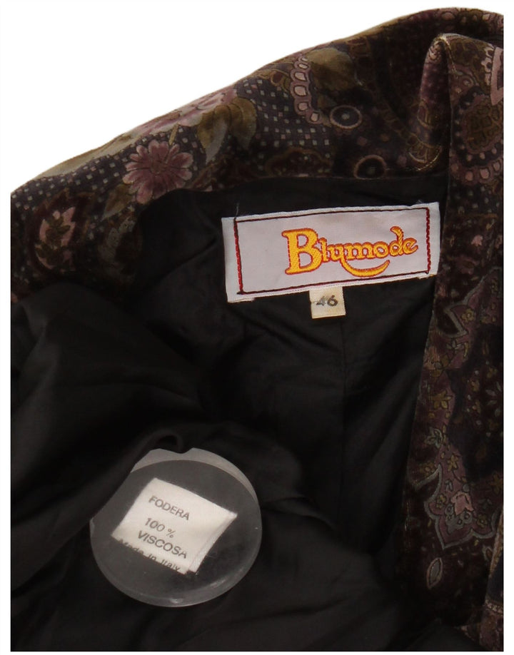 Jaqueta blazer feminina Blumode com 2 botões EU 46 XL marrom floral