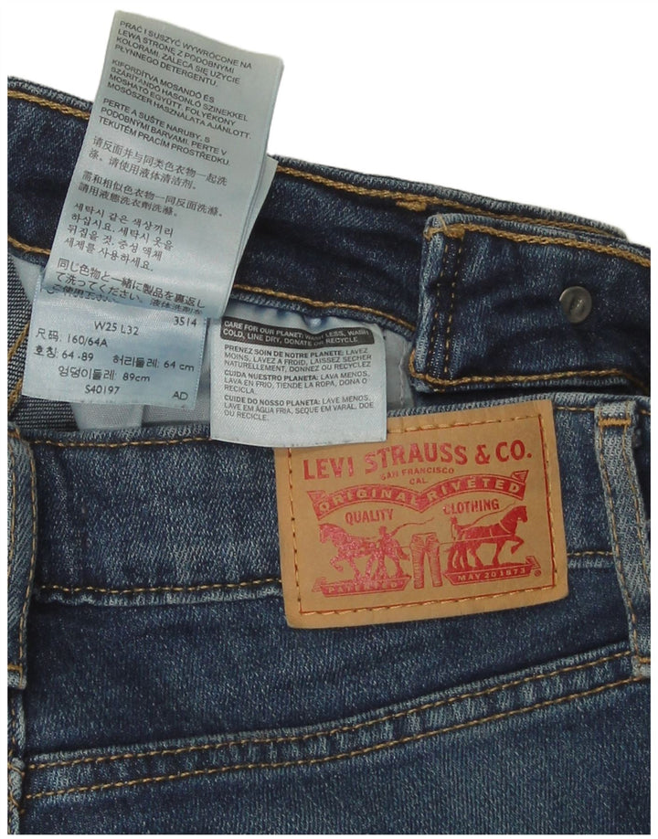 Calça jeans feminina Levi's cintura alta larga W25 L32 algodão azul marinho