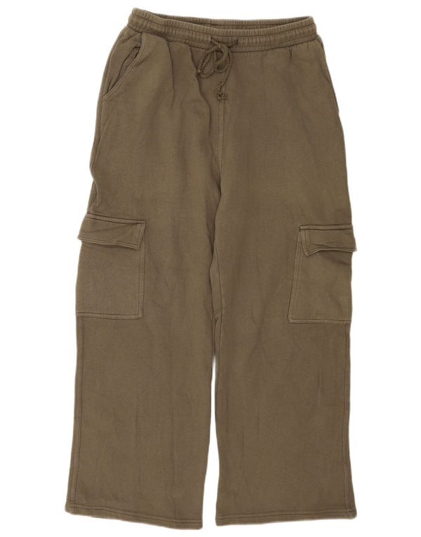 Zara Calça Cargo Feminina UK 12 Algodão Cáqui Médio