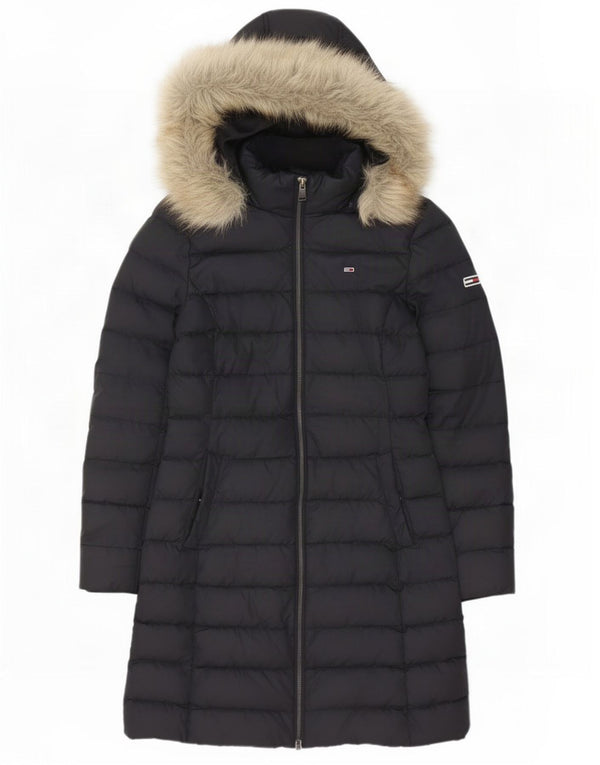 Casaco acolchoado com capuz feminino Tommy Hilfiger Reino Unido 10 pequeno poliéster preto