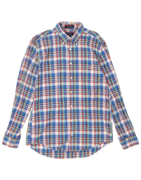 Gant Camisa masculina E-Z Fit grande algodão xadrez azul
