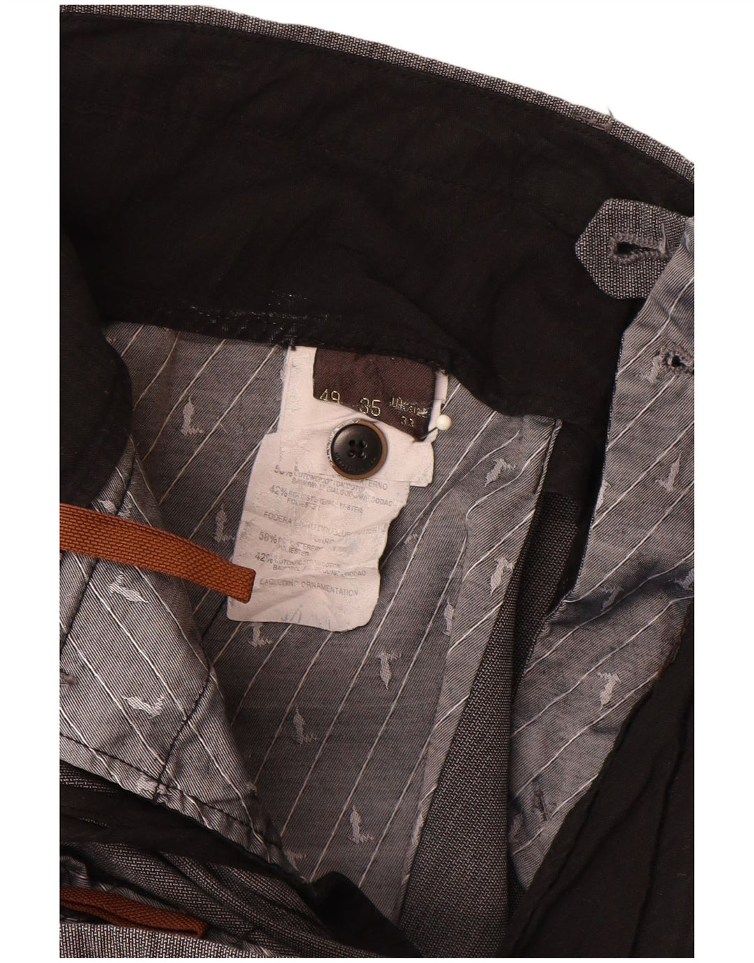 Calça feminina Trussardi de terno reto W33 L30 algodão cinza