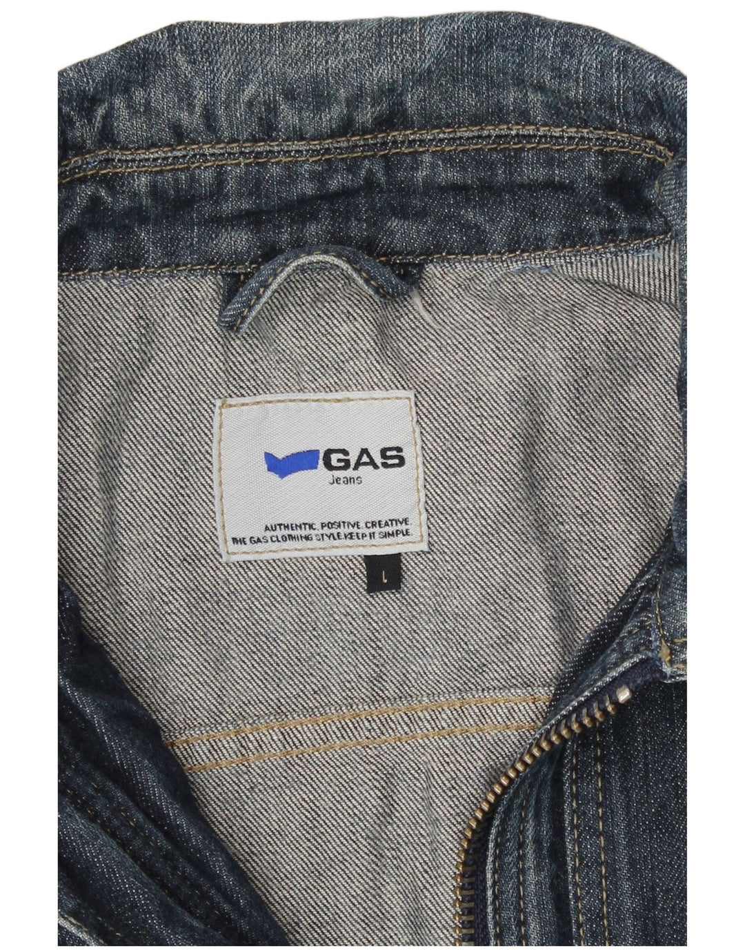 Jaqueta jeans feminina Gas UK 14 grande algodão azul