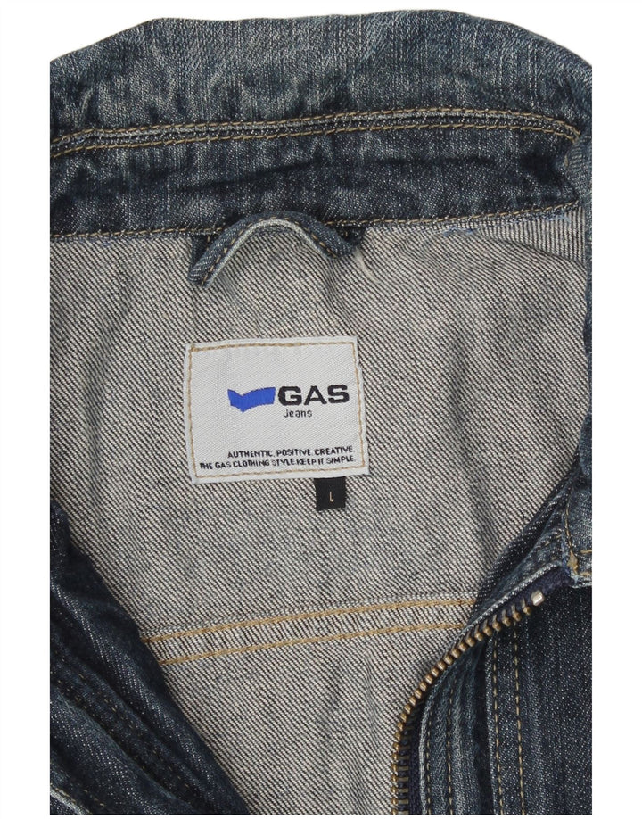 Jaqueta jeans feminina Gas UK 14 grande algodão azul