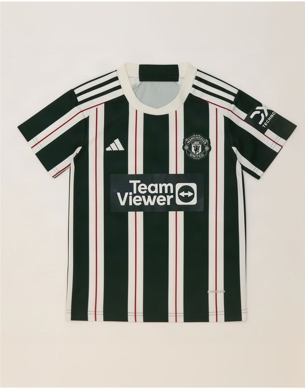 Camiseta Adidas Boys Manchester United Graphic Top 10-11 Anos Listrado Verde