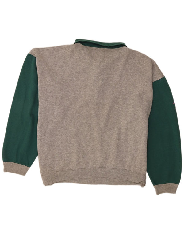 Roby moletom masculino com gola polo jumper 2XL algodão colorblock cinza