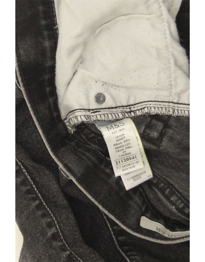 Jeans retos masculinos Marks & Spencer W34 L29 algodão preto