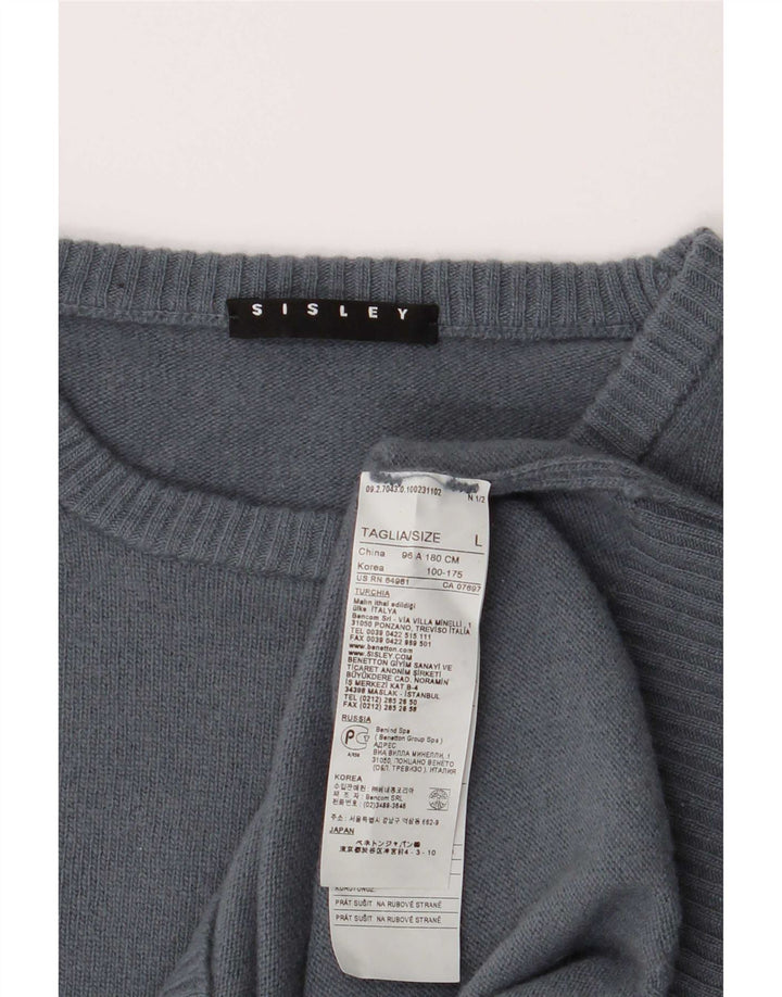 Suéter feminino Sisley com gola redonda Reino Unido 16 grande lã cinza