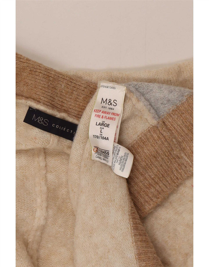 Suéter cardigã feminino Longline Marks & Spencer Reino Unido 16 grande bege