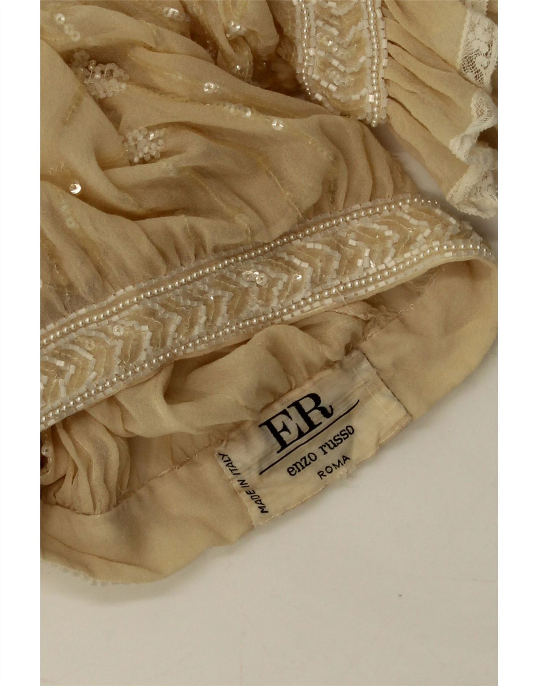 Blusa feminina Enzo Russo transparente transparente Reino Unido 16 grande bege