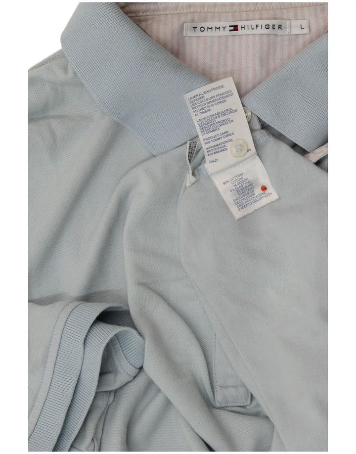 Camisa polo feminina TOMMY HILFIGER Reino Unido 14 grande algodão azul