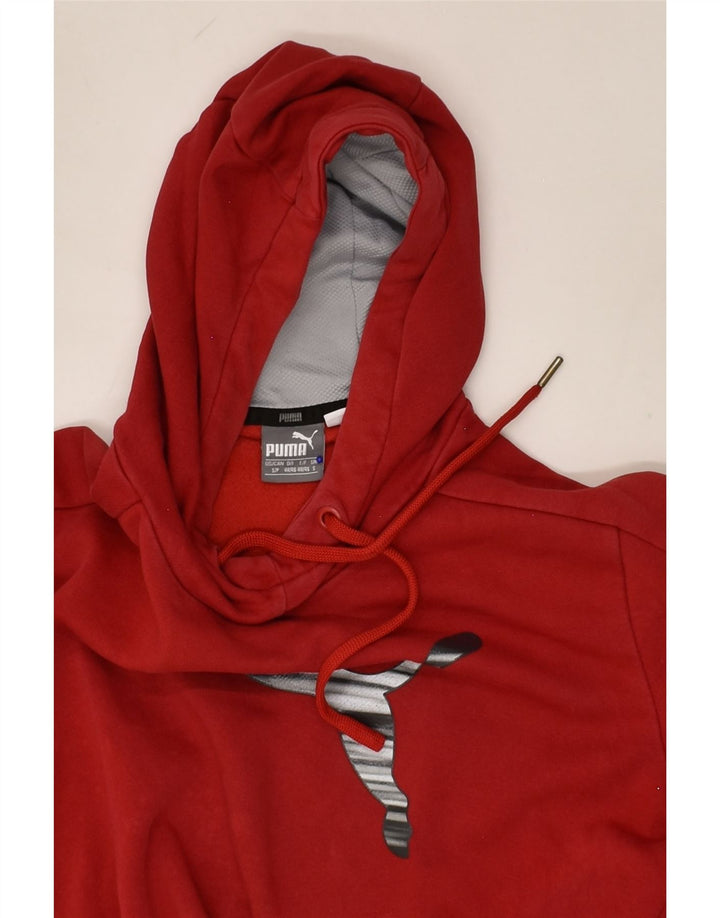 PUMA Mens Graphic Hoodie Jumper Small Burgundy Cotton | Vintage Puma | Thrift | Second-Hand Puma | Used Clothing | Messina Hembry 