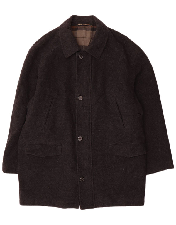 Sobretudo masculino Marks & Spencer UK 40 grande lã virgem cinza