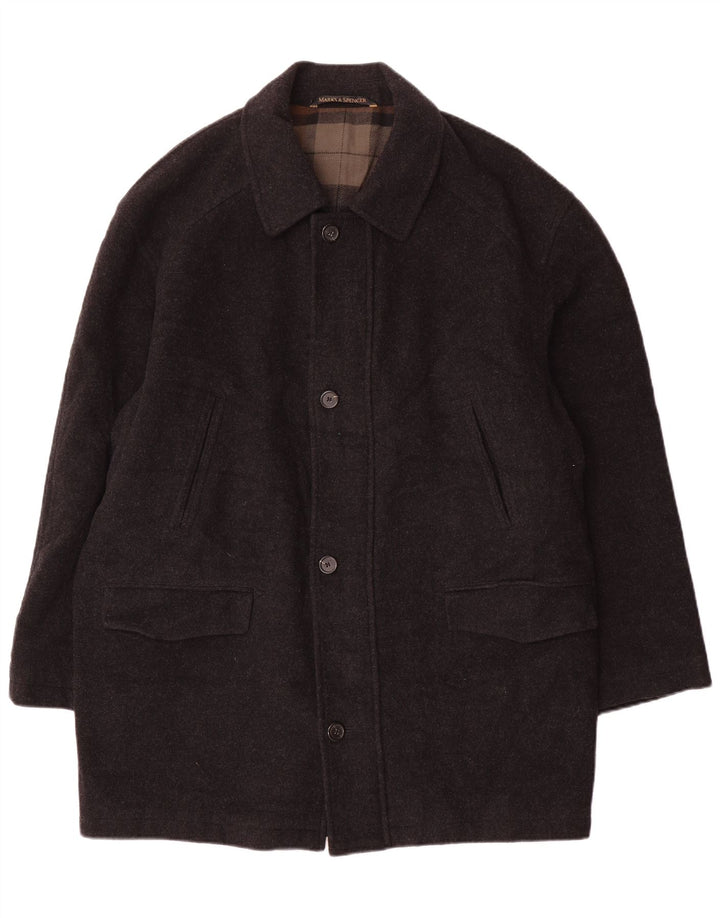 Sobretudo masculino Marks & Spencer UK 40 grande lã virgem cinza