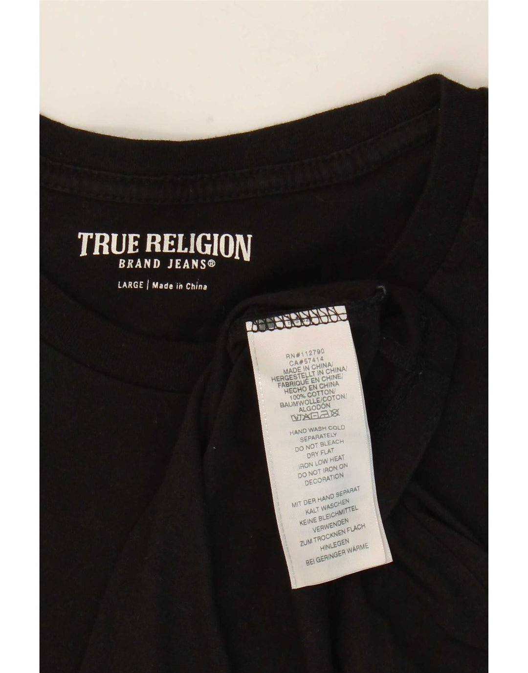 Camiseta gráfica masculina True Religion grande algodão preto