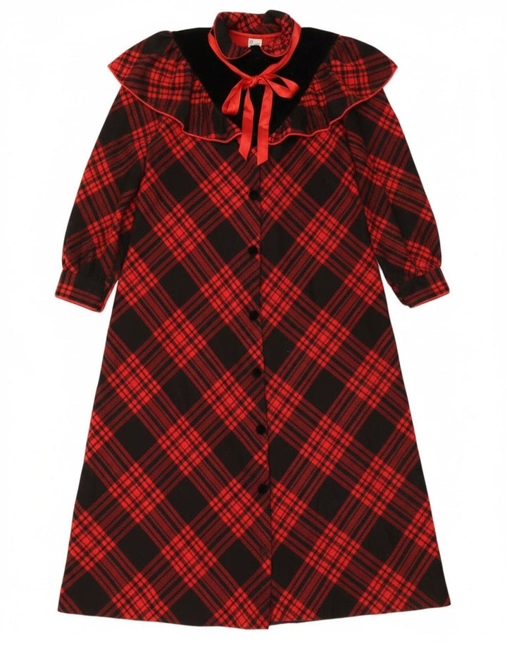 Vestido camisa maxi feminino vintage Reino Unido 14 grande lã xadrez vermelha