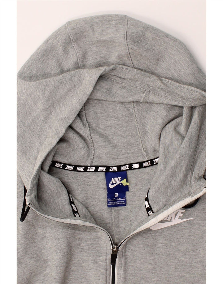 NIKE Womens Oversized Zip Hoodie Sweater UK 6 XS Grey Cotton Vintage Nike and Second-Hand Nike from Messina Hembry 