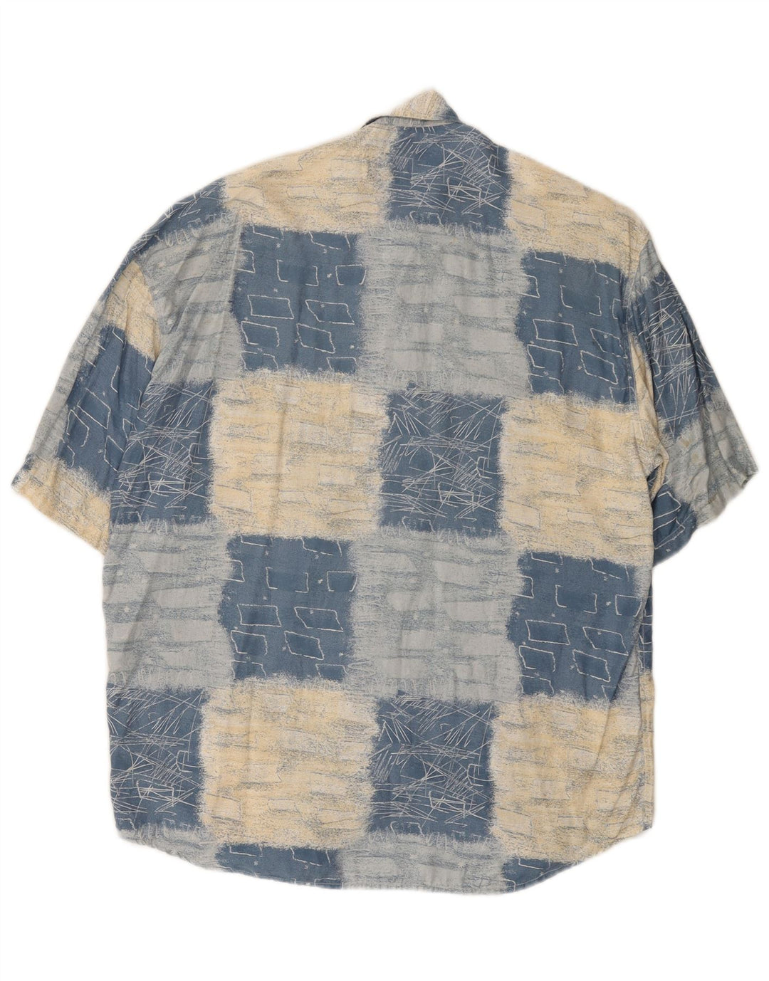 RAYBEST Camisa masculina de manga curta azul médio geométrica