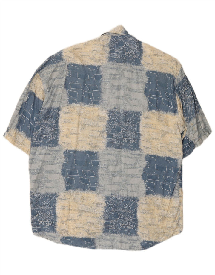 RAYBEST Camisa masculina de manga curta azul médio geométrica