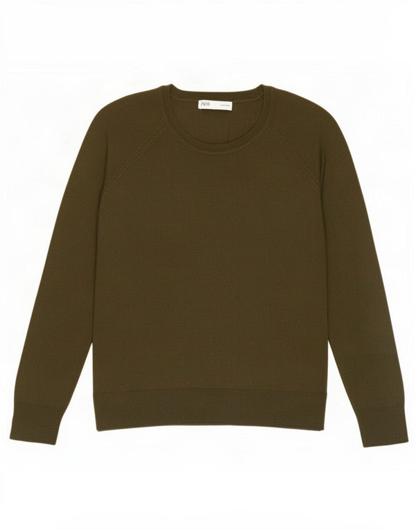 Suéter feminino Zara com gola canoa Reino Unido 16 grande viscose cáqui